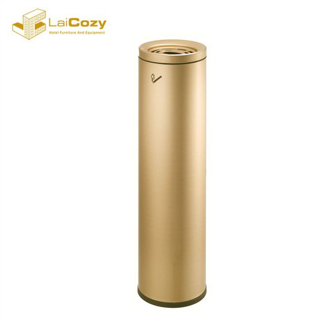 Hotel Lobby Stainless Steel Cigarette Gold Ashtray Dustbin