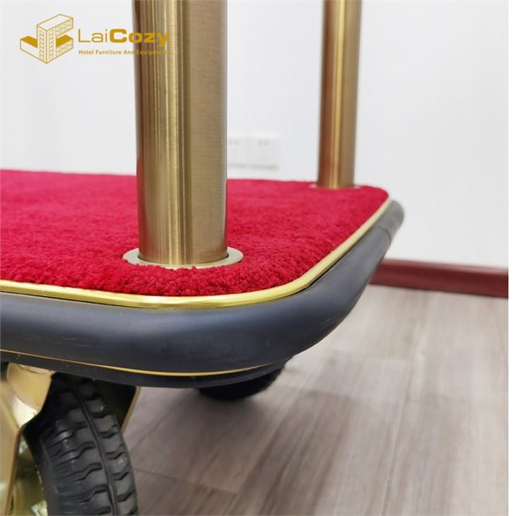 Hotel Heavy Duty Titanium Golden Stainless Steel Bellman Luggage Cart
