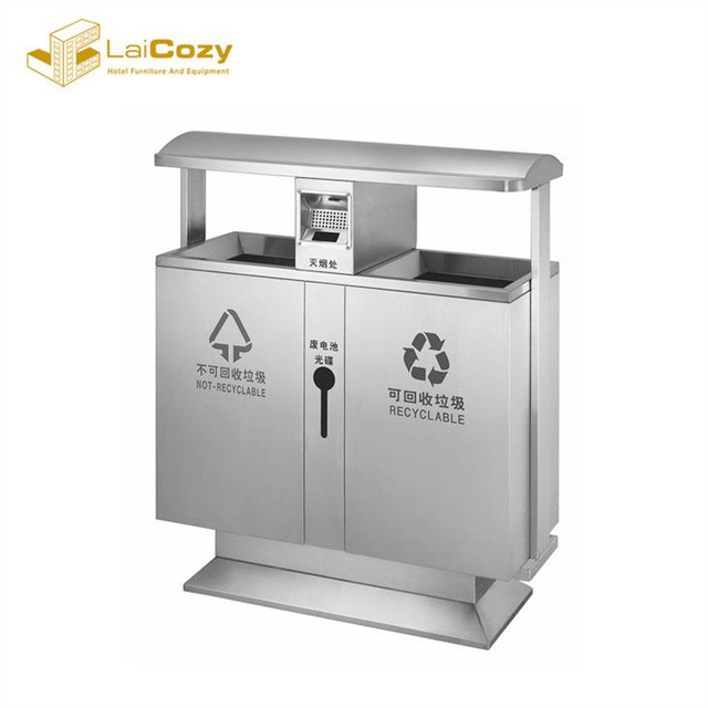 430 SS Outdoor Recycle Garbage Bin 2 In 1 Trash Can