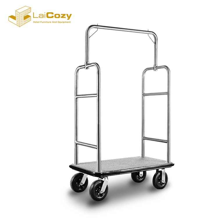 Laicozy 304 Stainless Steel Hotel Luggage Trolley Cart for Bellman