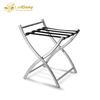 High Back Hotel Room Folding Luggage Stand with Black Straps