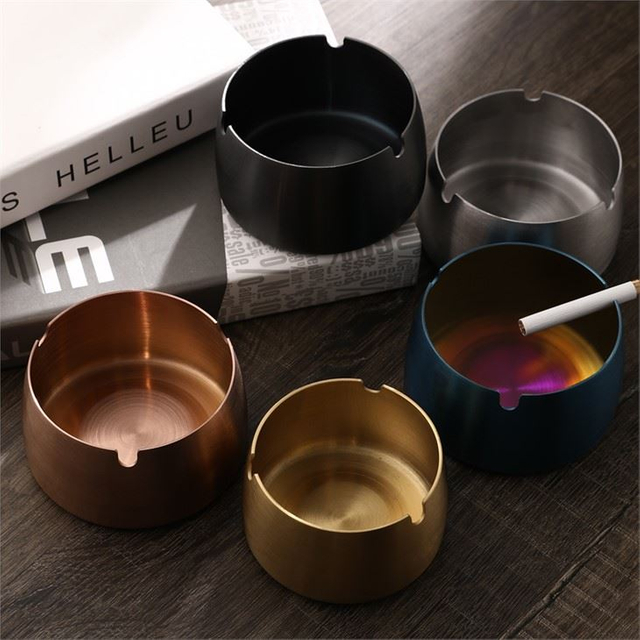 Hotel Restaurant Removable Stainless-Steel Tabletop Round Ashtray with Lip