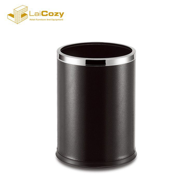 Double Layers Stainless Steel Top Ring Hotel Guest Room Dustbin