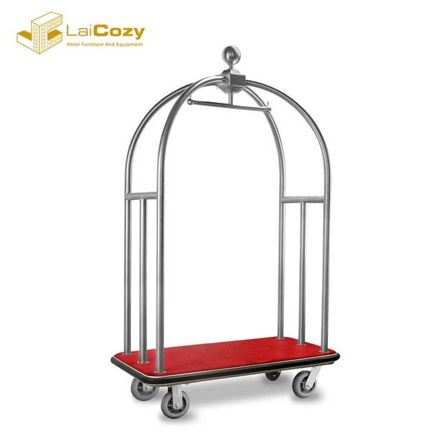 Stainless Steel Bellman Concierge Birdcage Trolley Luggage Cart 