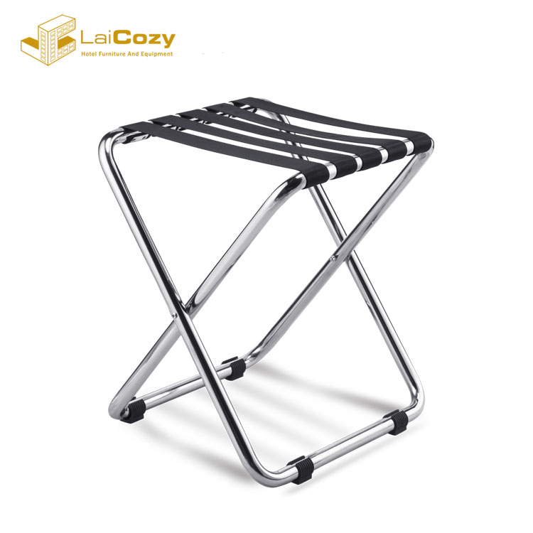  Hotel Furniture Luggage StandRack Stand Product Name Foldable Luggage Stand Application Hotel Room Model Number Finished 3344100 polished Brand Name Laicozy Construction 20*20mm Polished stainless-steel round tube; 5 pieces of 2"black color nylon straps Main Material Oval Stainless Steel Product Dimension (mm) 470*400*500Hmm Product Weight(kgs) 2.3 MOQ (pcs) 24pcs Packing Packing Size(mm) Weight(kgs) 6pcs/carton 630*580*690 17 Warranty 1 year Place of Origin China Product Feature and Details for Hotel Furniture Luggage Rack Stand hotel luggage stand 