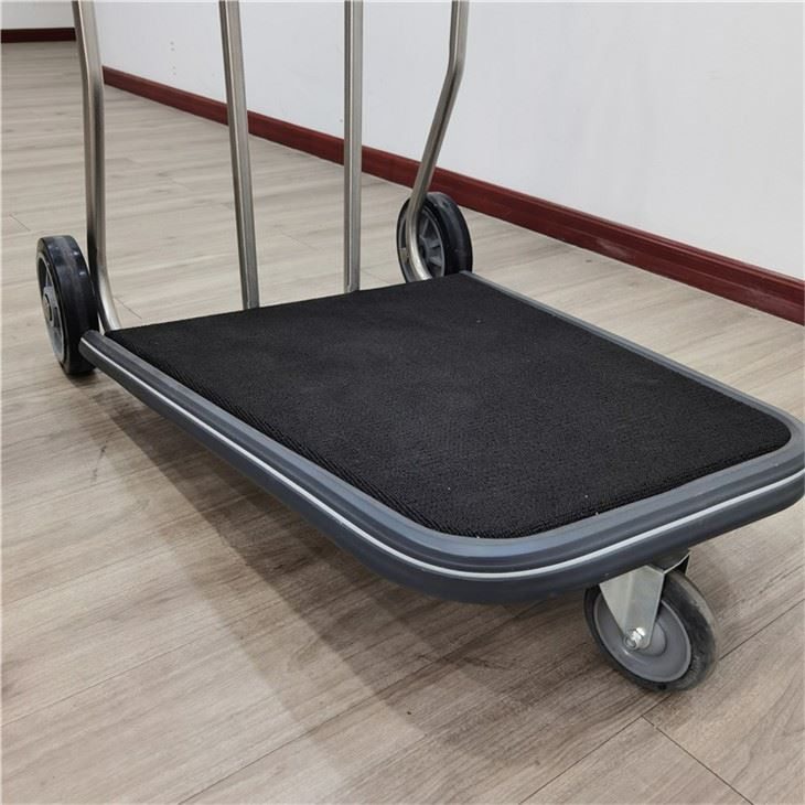 Hotel Lobby Brushed 304 Stainless Steel Bellman Suitcase Hand Truck Trolley