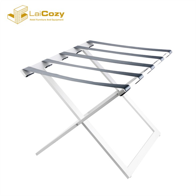Hotel Guest Rooms White Stainless Steel Luggage Stand Rack