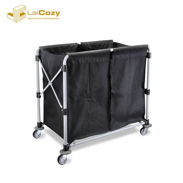 Stainless Steel Collection Laundry Cart Folding X Hotel Linen Trolley