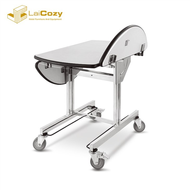 Hotel Foldable Dining Room Table Stainless Steel Room Service Trolley 