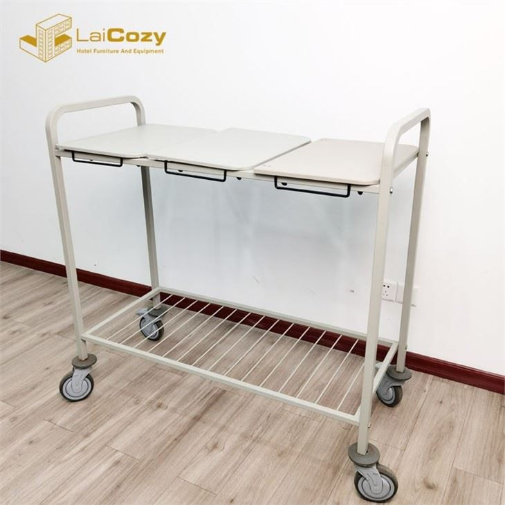 Hotel Linen Housekeeping Foldable Stainless Steel Laundry Cleaning Trolley 