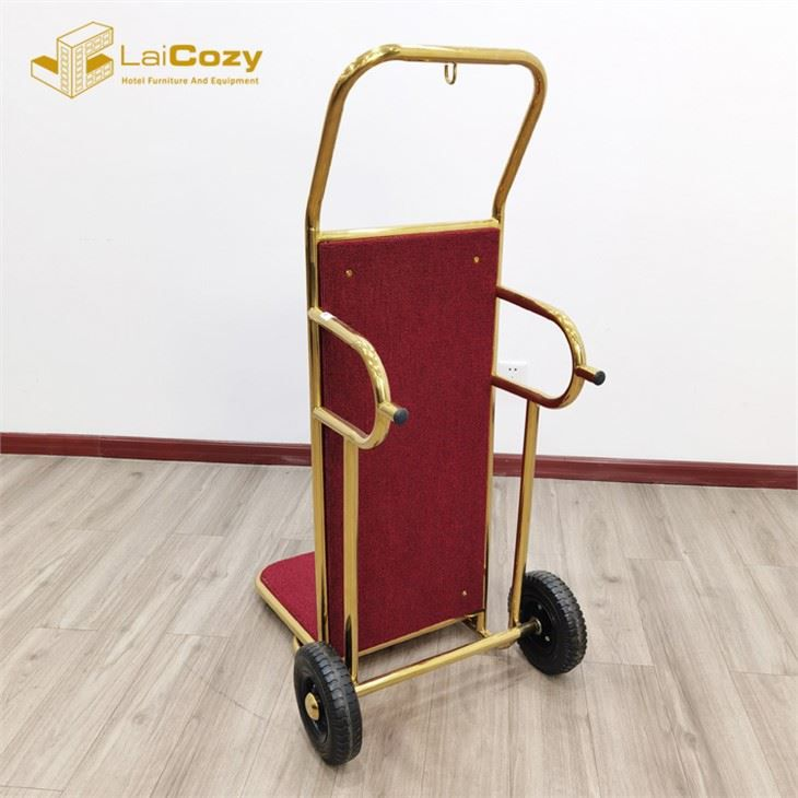 Titanium Gold SS Hotel Lobby Bellboy Luggage Hand Truck Cart Trolley