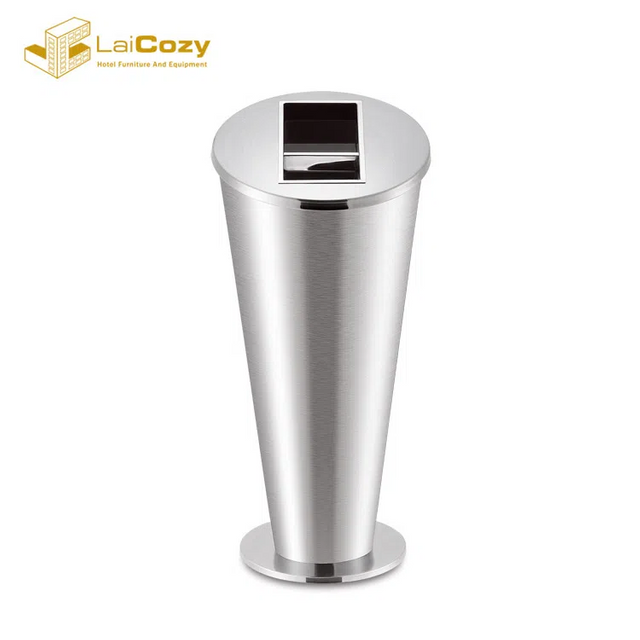 Hotel Lobby Top Open Mouth Stainless Steel Commercial Trash Bin