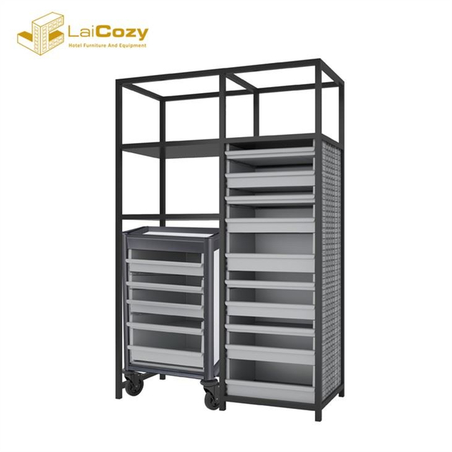Hotel Back of House Storage Racking System Housekeeping Supply Classified Rack 