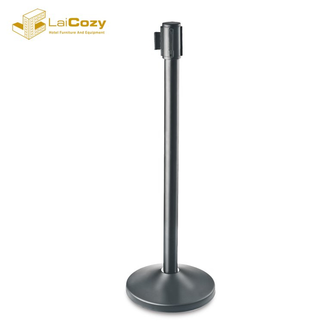 Metal Crowd Control Barriers Standing Posts with Sign Holders