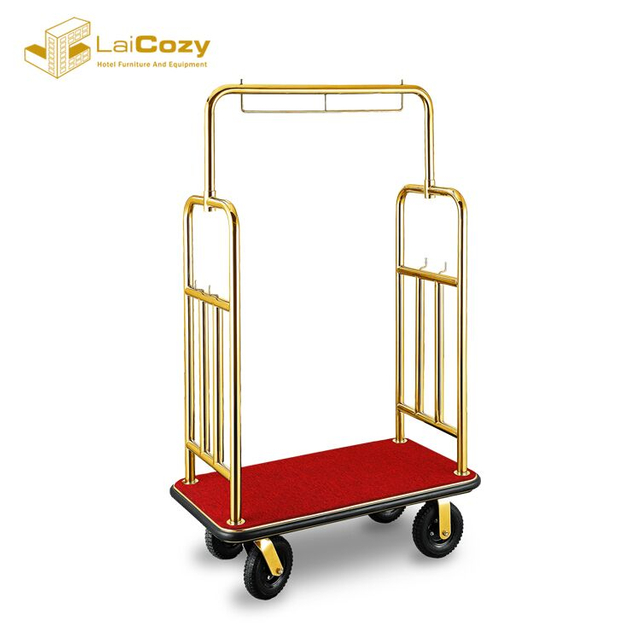 Hotel Golden 304 Stainless Steel Bellboy Luggage Trolley Cart