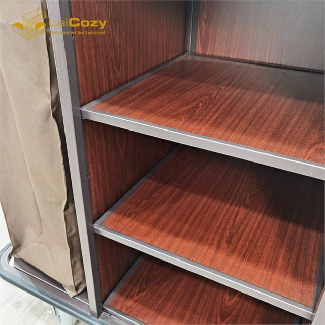 Hotel Guestroom Metal Housekeeping Cleaning Trolley Maid Cart