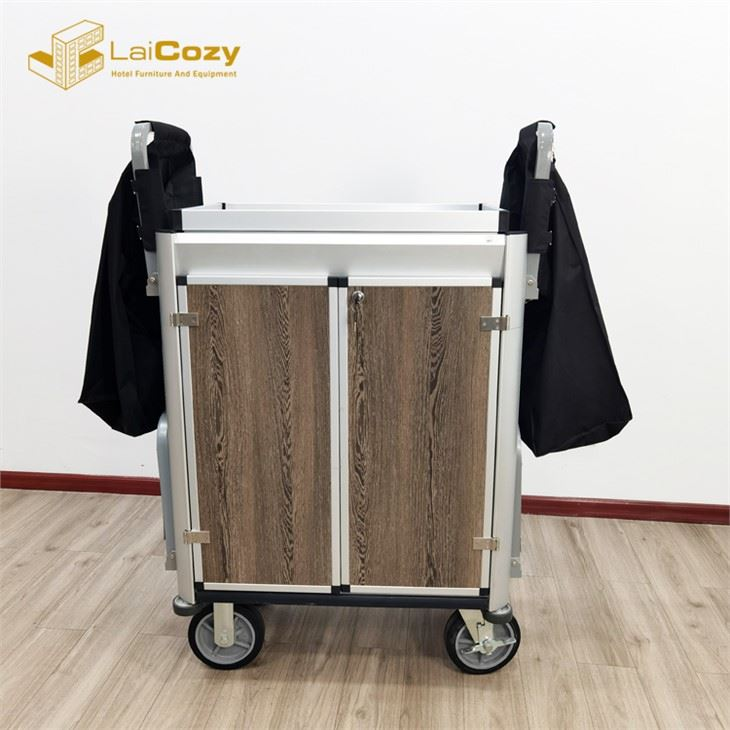 Hotel Guest Room Service Aluminum Housekeeping Trolley Maid Cart