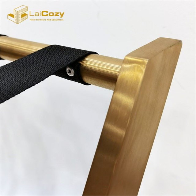 Antique Titanium Gold Stainless Steel Luggage Rack for Hotel Bedroom
