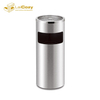 Hotel Lobby Brushed Stainless Steel Waste Bin with Top Ashtray