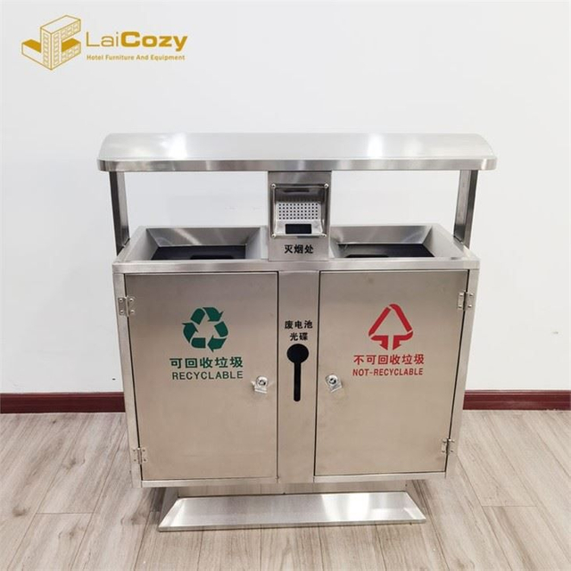430 SS Outdoor Recycle Garbage Bin 2 In 1 Trash Can