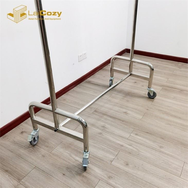 Stainless Steel Hotel Rail Clothing Garment Rolling Rack Cart