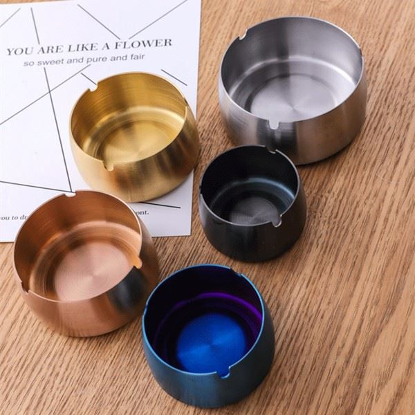 Hotel Restaurant Removable Stainless-Steel Tabletop Round Ashtray with Lip