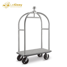 Hotel Bellman Luggage Cart Stainless Steel Birdcage Trolley