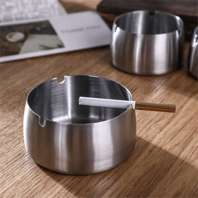 Home Office Ash Holder Stainless Steel Windproof Tobacco Ashtray