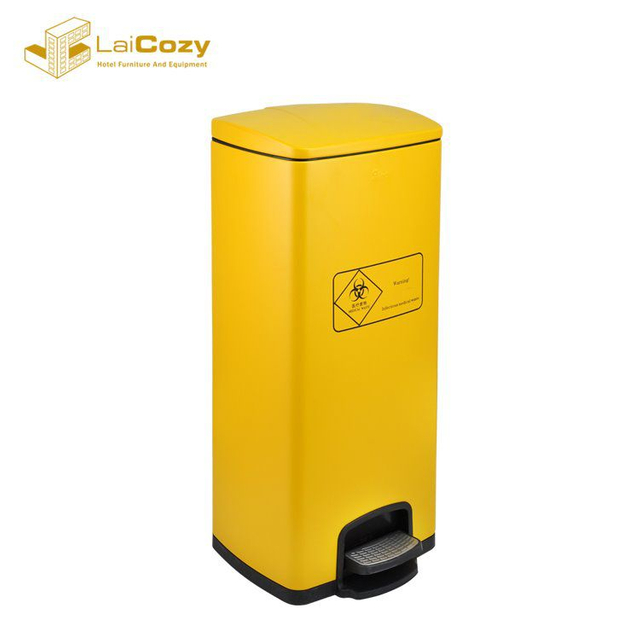 Hospital Yellow Medical Mask Waste Biohazard Bin with Foot Pedal