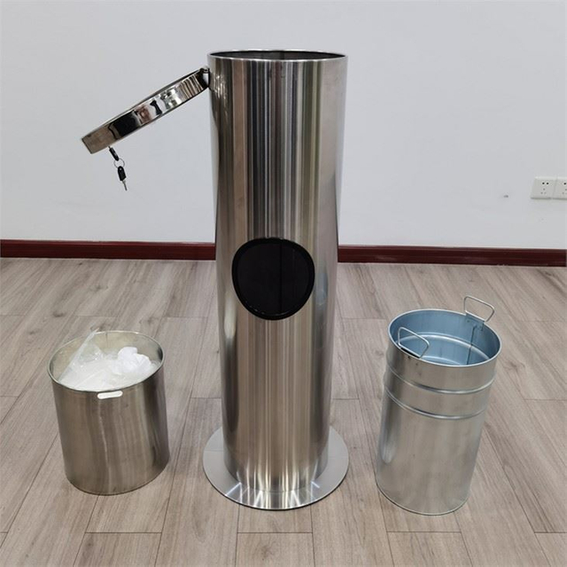 Gym Floor Standing Hand Sanitizer Wet Wipe Dispenser Built-in Bin Station