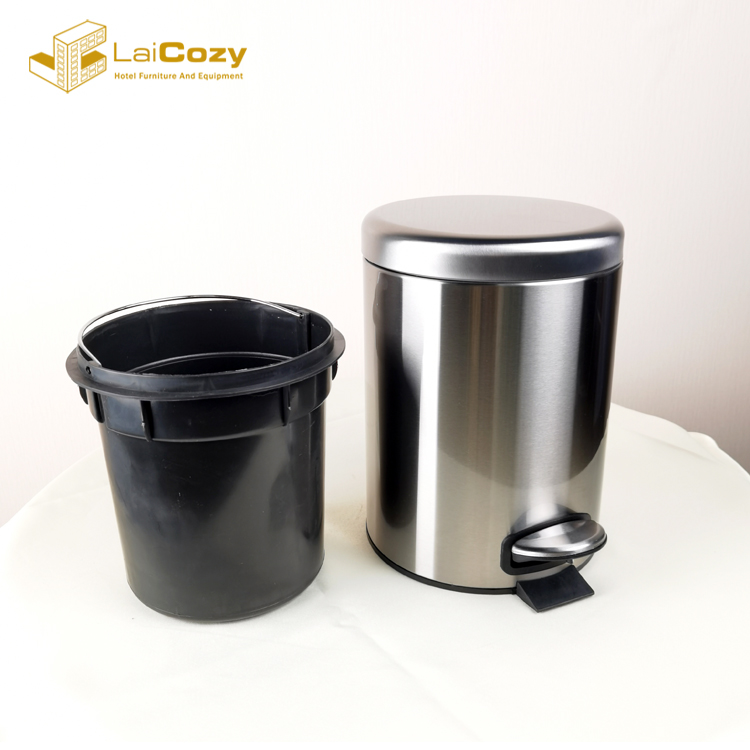 Hotel Bathroom Stainless Steel In Room Pedal Dustbin Trash Can