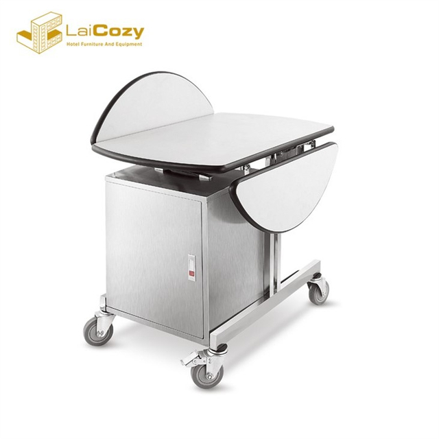 Hotel Foldable Dining Room Table Stainless Steel Room Service Trolley 