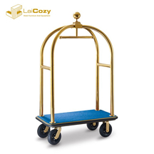 Hotel Lobby Titanium Gold 304 Stainless Steel Bellman Luggage Trolley