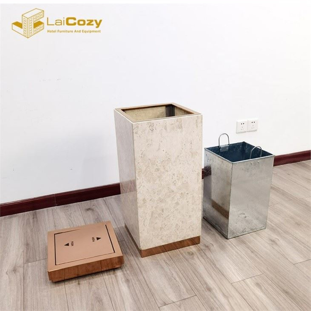 Rose Gold Marble Swing Top Fireproof Garbage Bin