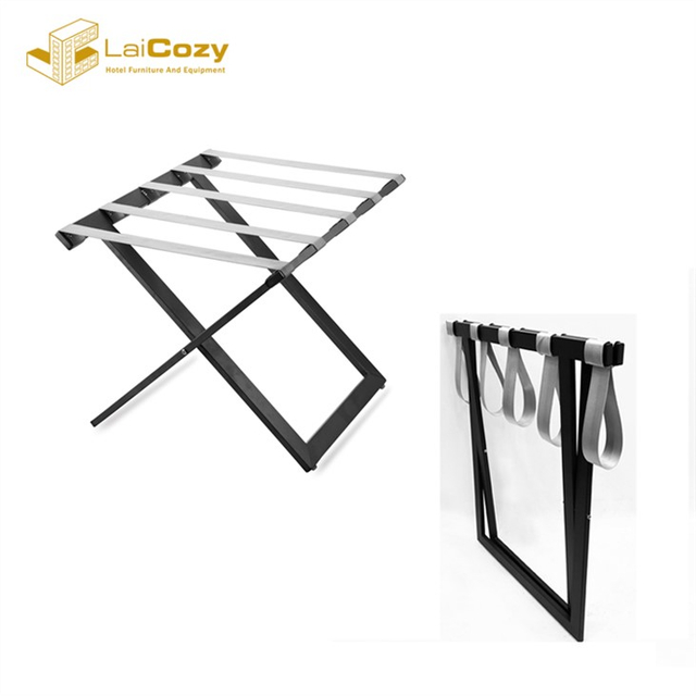 Best Selling Hotel Bedroom Furniture Black Metal Folding Luggage Rack 