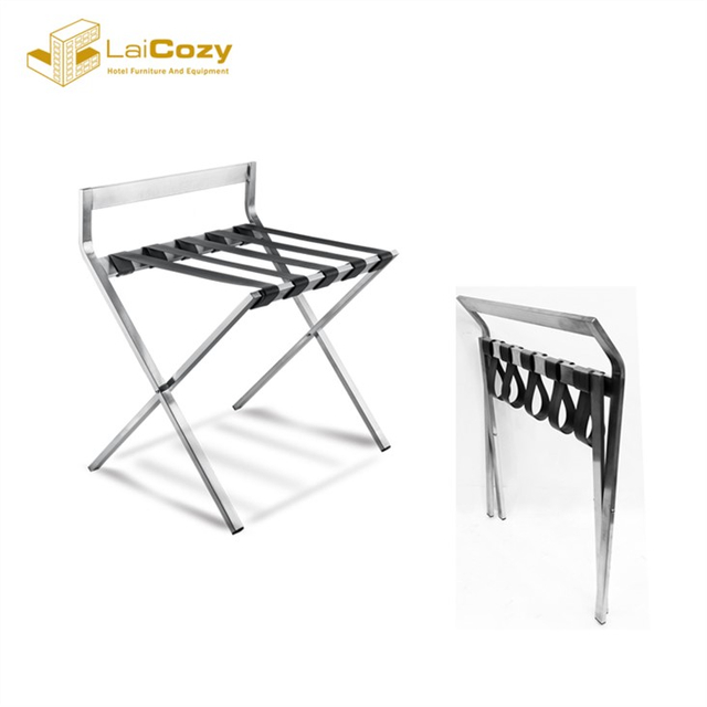  Hotel Chrome Metal Foldable High Back Room Luggage Stand Racks